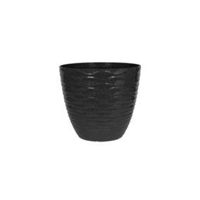 Lightweight Recycled Indoor or Outdoor Plastic 33cm Small Windermere Plant Pot - Plastic - L33 x W33 x H29 cm - Charcoal