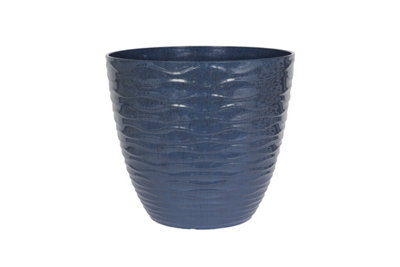 Lightweight Recycled Plastic Garden Pot Planter 38cm Large Windermere Plant Pot - Plastic - L38 x W38 x H33 cm - Blue