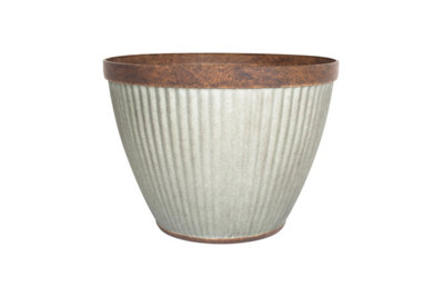 Lightweight Recycled Plastic Garden Pot Planter 52cm Large Irondale Plant Pot - Plastic - L52 x W52 x H38 cm - Silver