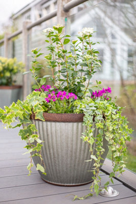 Lightweight Recycled Plastic Garden Pot Planter 52cm Large Irondale Plant Pot - Plastic - L52 x W52 x H38 cm - Silver