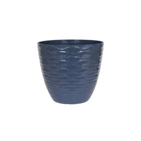 Lightweight Recycled Plastic Garden Pot Planter Large Windermere Plant Pot - Plastic - L38 x W38 x H33 cm - Blue