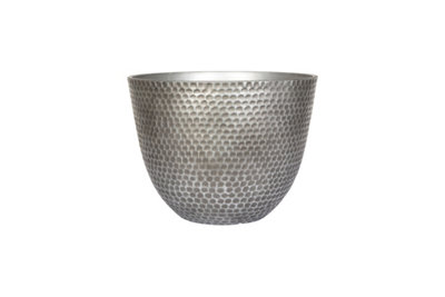 Lightweight Recycled Plastic Garden Pot Planter with Drainage Holes Small Elements - L31 x W31 x H28 cm - Gun Metal Grey