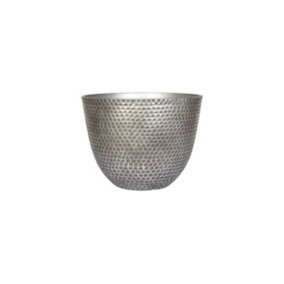 Lightweight Recycled Plastic Garden Pot Planter with Drainage Holes Small Elements - L31 x W31 x H28 cm - Gun Metal Grey