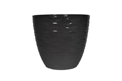 Lightweight Recycled Plastic Garden Pot Planter with Drainage Holes UV Resistant & Frostproof Windermere Charcoal 38cm 90401CH