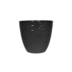 Lightweight Recycled Plastic Garden Pot Planter with Drainage Holes UV Resistant & Frostproof Windermere Charcoal 38cm 90401CH