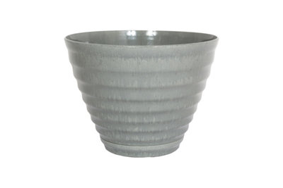 Lightweight Recycled Plastic Garden Pot Planter with Drainage Holes  Vale Grey Planter with In Built Saucer - 40 x W40 x H30 cm