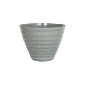 Lightweight Recycled Plastic Garden Pot Planter with Drainage Holes  Vale Grey Planter with In Built Saucer - 40 x W40 x H30 cm