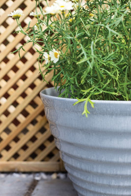 Lightweight Recycled Plastic Garden Pot Planter with Drainage Holes  Vale Grey Planter with In Built Saucer - 40 x W40 x H30 cm