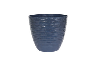 Lightweight Recycled Plastic Garden Pot Planter with Drainage Holes Windermere Plant Pot - Plastic - L33 x W33 x H29 cm - Blue