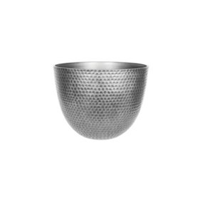 Lightweight Recycled Plastic Garden Pot Planter with Drainage Holes38cm Large Elements - L38 x W38 x H34 cm - Gun Metal Grey