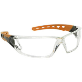 Lightweight Safety Spectacles - Clear Polycarbonate Lens - Flexible TPR Arms