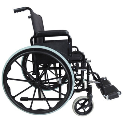 Lightweight Self Propelled Steel Transit Wheelchair - Foldable Design - Black