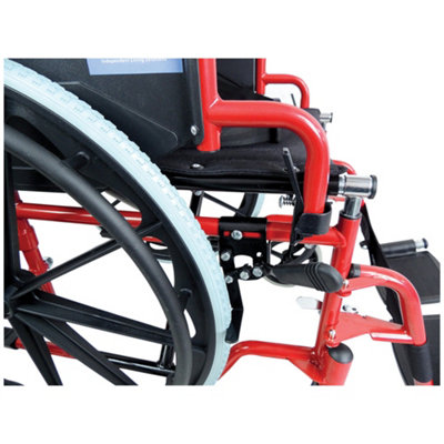 Lightweight Self Propelled Steel Transit Wheelchair - Foldable Design - Red