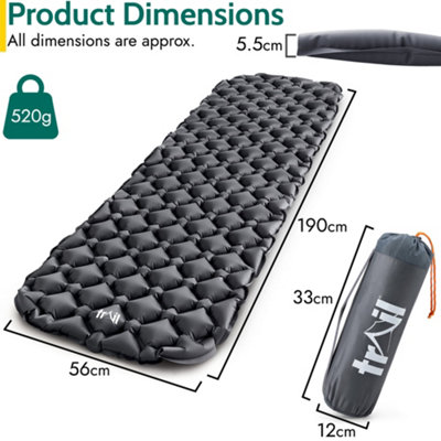 Lightweight Sleeping Mat Ultra Light Inflatable Camping Air Pad Waterproof 5.5cm - Black - 6