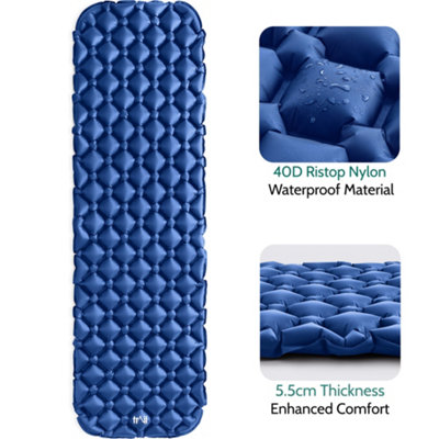 Lightweight Sleeping Mat Ultra Light Inflatable Camping Air Pad Waterproof 5.5cm - Blue