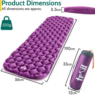 Lightweight Sleeping Mat Ultra Light Inflatable Camping Air Pad Waterproof 5.5cm Purple