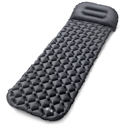 Lightweight Sleeping Mat With Pillow Ultra Light Inflatable Camping Mattress 5.5cm Black DIY at B Q