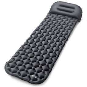 Lightweight Sleeping Mat With Pillow Ultra Light Inflatable Camping Mattress 5.5cm - Black