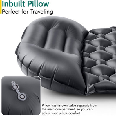 Lightweight Sleeping Mat With Pillow Ultra Light Inflatable Camping Mattress 5.5cm - Black - 4