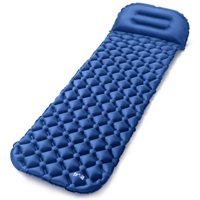 Lightweight Sleeping Mat With Pillow Ultra Light Inflatable Camping  Mattress 5.5cm - Blue