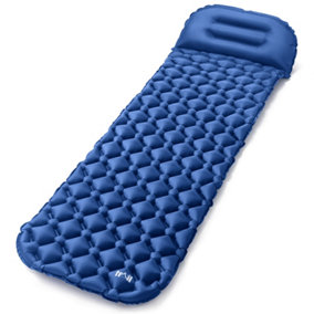 Lightweight Sleeping Mat With Pillow Ultra Light Inflatable Camping Mattress 5.5cm - Blue