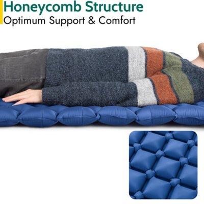 Lightweight Sleeping Mat With Pillow Ultra Light Inflatable Camping Mattress 5.5cm - Blue - 3