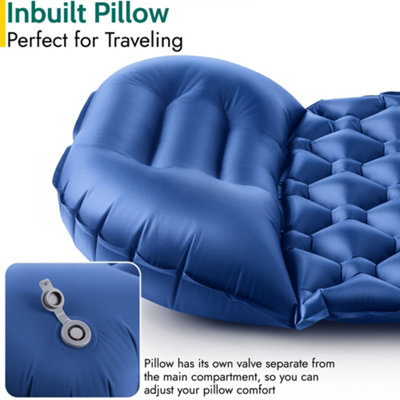 Lightweight Sleeping Mat With Pillow Ultra Light Inflatable Camping Mattress 5.5cm - Blue - 4