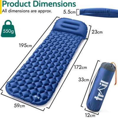 Lightweight Sleeping Mat With Pillow Ultra Light Inflatable Camping Mattress 5.5cm - Blue - 7
