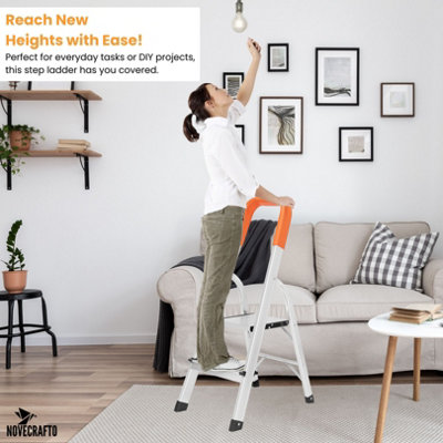 Lightweight Small Step Ladder 2 step 88cm High, Compact Portable ...