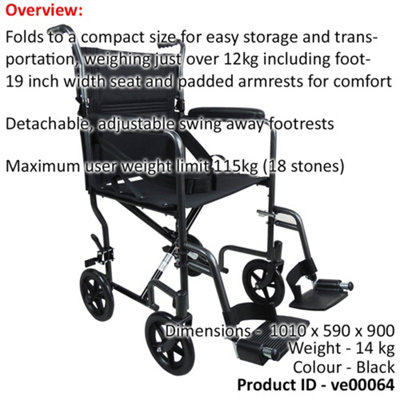 Lightweight Steel Compact Attendant Propelled Transit Wheelchair - Hammered Grey