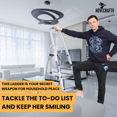 Lightweight Step Ladders 6 Step 167 cm - Heavy Duty Tall Folding Ladder ...