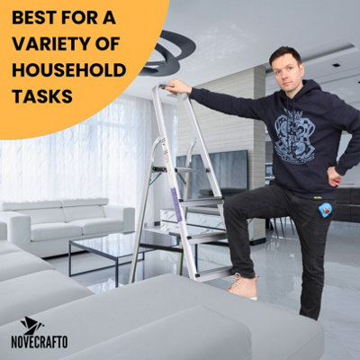 Lightweight Step Ladders 6 Step 167 cm - Heavy Duty Tall Folding Ladder ...