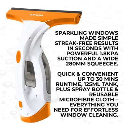 Lightweight Window Vacuum Cleaner Cordless 30 Min Run Time, 280mm ...