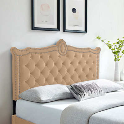 Lika Plush 26 inch Strutted Headboard - Mink | DIY at B&Q