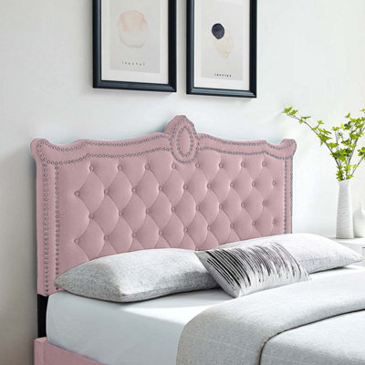 Pink on sale plush headboard