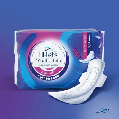 Lil-Lets Soft Pads Night, 24 Pack of 10 Pads