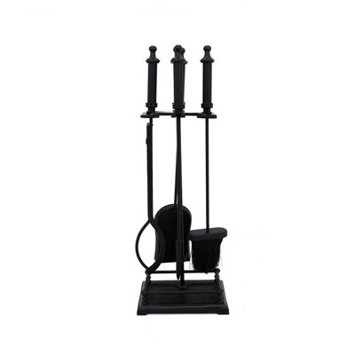 Lilac Fireside Companion Set Iron Frame Aluminium Handles Rectangular Base - 3