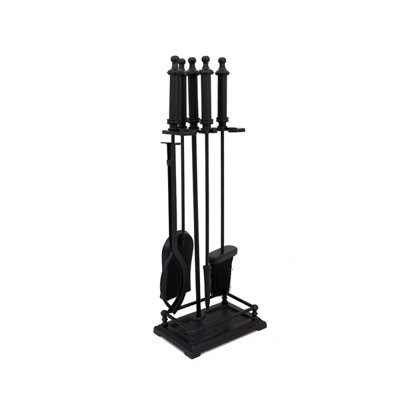 Lilac Fireside Companion Set Iron Frame Aluminium Handles Rectangular Base - 4
