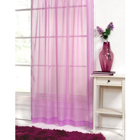Lilac purple Plain voile net curtain panel 60" x 48" Plain slot top sheer elegance door curtain panel
