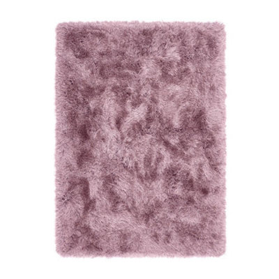 Lilac Shaggy Plain Modern Luxurious Polyester Rug for Living Room and Bedroom-43cm X 43cm