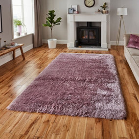 Lilac Thick Shaggy Plain Handmade Rug for Living Room and Bedroom-150cm X 230cm