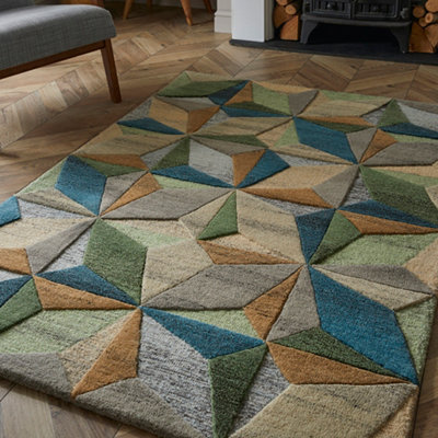 Lilianna 160x230cm Embossed Geo Wool Rug