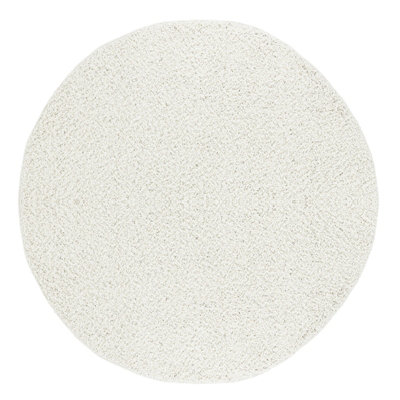 LILLY Round Shaggy Solid Color Plush Pile White Area Rug 200 x 200 cm