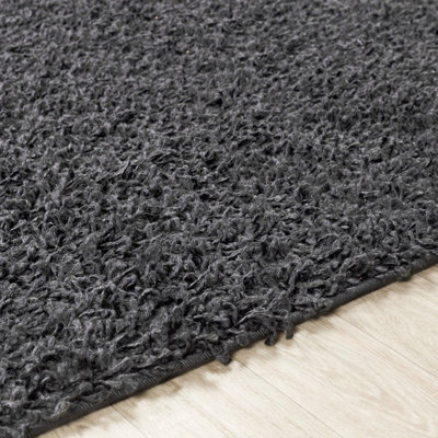LILLY Shaggy Solid Color Plush Pile Dark Grey Area Rug 100 x 200 cm