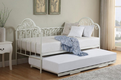 White wrought iron shop daybed with trundle