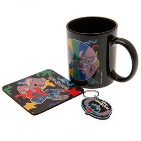 Lilo & Stitch Logo Mug Coaster And Keychain Set Multicoloured (One Size)
