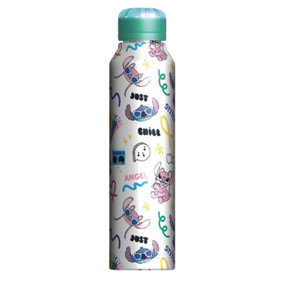 Lilo & Stitch Youre My Fave Slim Stitch & Angel Metal Water Bottle White/Multicoloured (One Size)