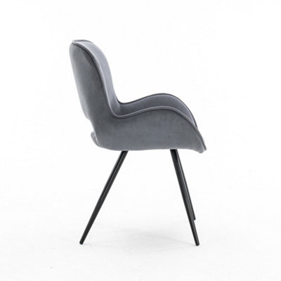 Lily Modern Velvet Dining Chair Padded Seat Metal Leg Kitchen 8 Pcs (Grey)