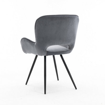 Lily Modern Velvet Dining Chair Padded Seat Metal Leg Kitchen 8 Pcs (Grey)