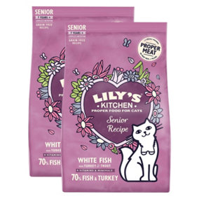 Lily's Kitchen Fish & Turkey - Grain Free Senior Cat Dry Food, 2 x 800g